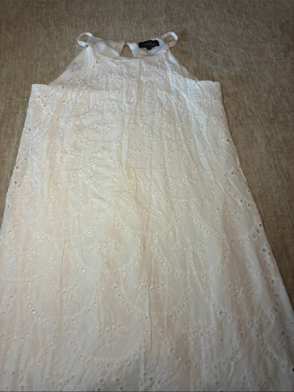 Luxology White Eyelet Halter dress